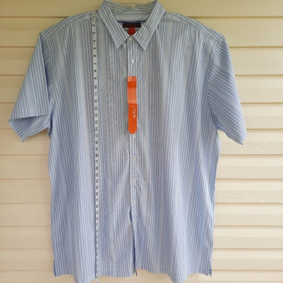 nyne New You New Energy Men's Stripe Button Up Shirt Short Sleeve SZ 4XLT Tall - Picture 5 of 13